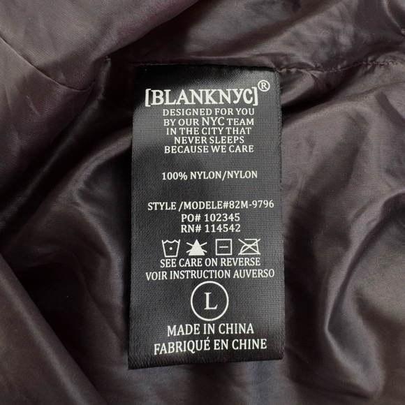 BLANKNYC Black Matte Funnel Neck Windbreaker Jacket Size L Large NWOT - Picture 15 of 16